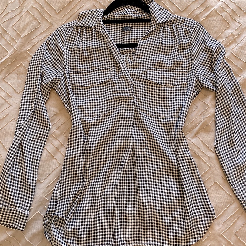 Ann Taylor Gingham Button Up